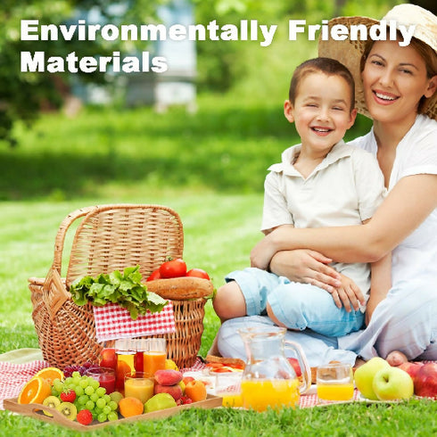 Bamboo Serving Tray with Handle - Set of 2