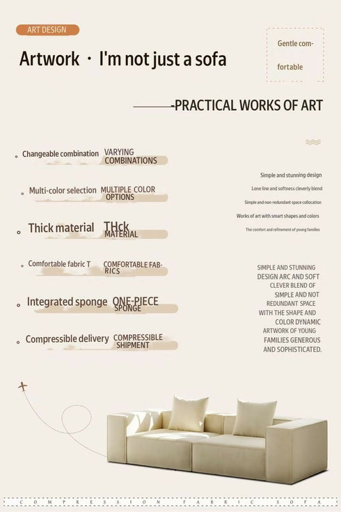 Modern Luxury Sofa with Fully Compressed Memory Foam Minimalist Design