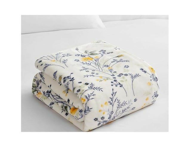 Yellow Floral 150x200cm Cozy Plush Blanket