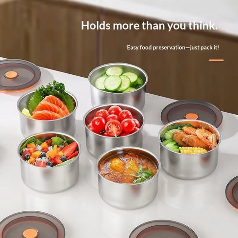 Stainless Steel Sealed Box Moisture-proof Lid Design 501-800ML Capacity Portable Kitchen Food Storage- 4 PIECES