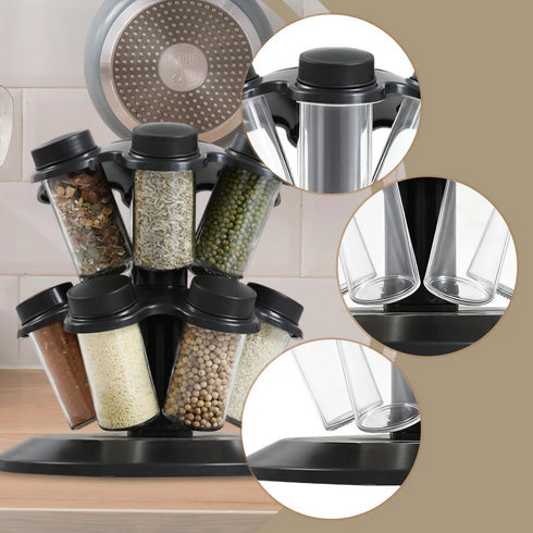 12-Bottle Spice Holder, 360° Turntable Rack for Seasoning Spice Rack