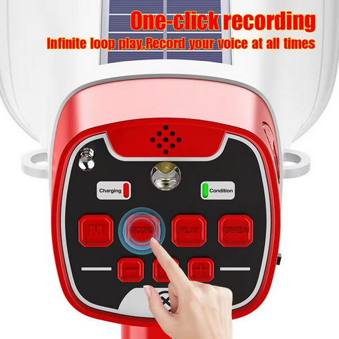 Solar-Powered Megaphone Speaker Portable Wireless BT PA Bullhorn Outdoor Recording Speaker