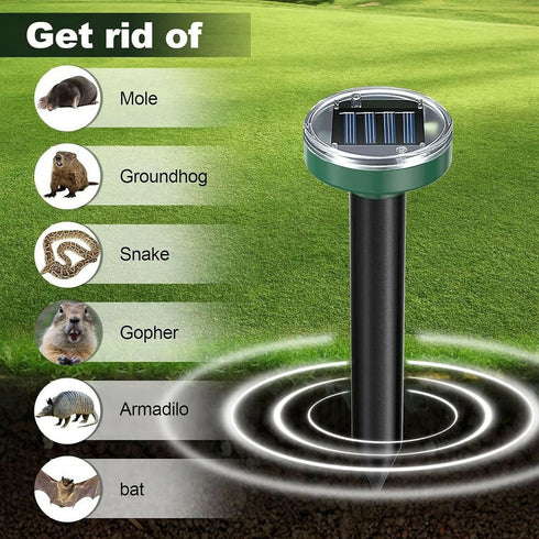 8Piece Ultrasonic Mole Repellent Solar Powered Gopher Repellent for Garden