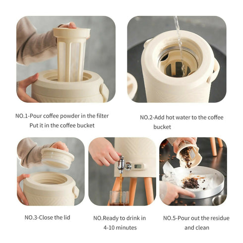 Stainless Steel Drinking Dispenser Bulk Coffee Milk Tea Carafe Bucket 5L Thermos Storage Bucket With Temperature Display