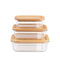 Multi-Size Borosilicate Glass Rectangular Lunch Box with Bamboo Lid - Set of 3