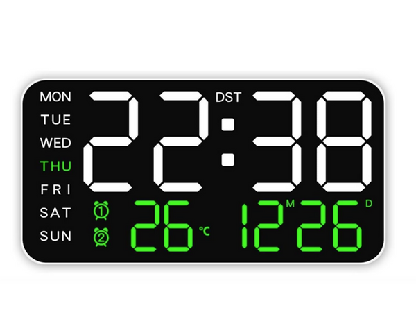 LED Digital Wall Clock - White
