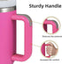 1.2L Tumbler with Handle Straw Lid, Stainless Steel Travel Mug - Hot Pink