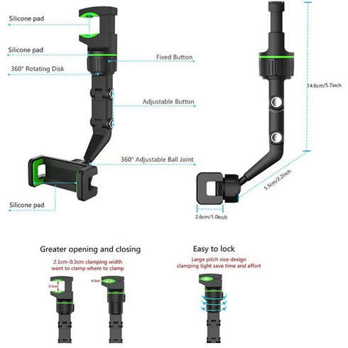 Multifunctional Rearview Mirror Phone Holder.