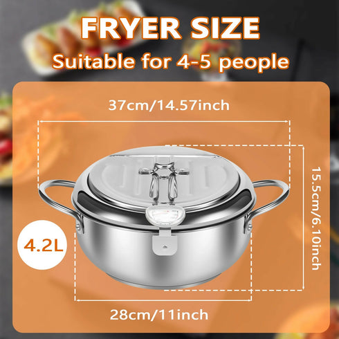 Stainless Steel Deep Fryer Pot with Thermometer