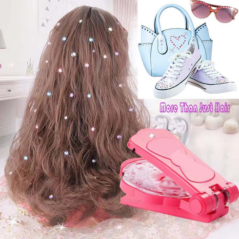 Hair Gem Stamper Kit with 195 Colorful Rhinestone.