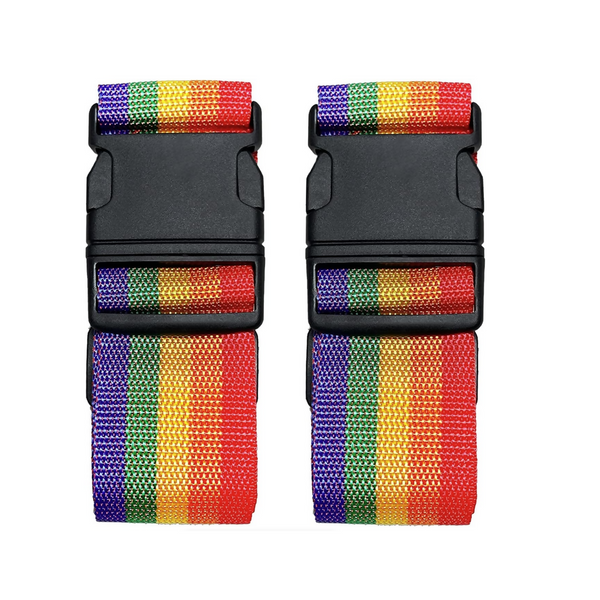 Rainbow Luggage Straps, Adjustable Suitcase Belts with ABS Buckle, 1.85m, 2 Pack
