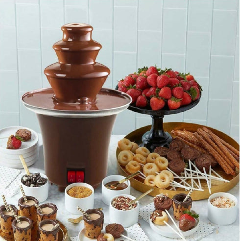 Mini Three-Layer Chocolate Fountain with Heating Fondue Machine