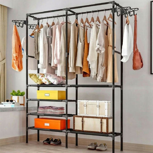 Metal Garment Rack, Tidy Rail Clothing Hanging Rack Coat Shelf Clothing Organizer Stand