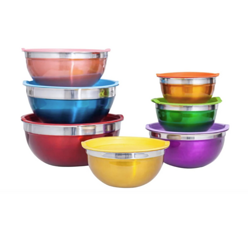 10 Piece Set Stainless Steel Mixing Bowls With Colorful Lids