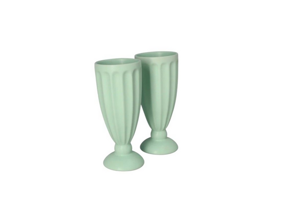 Vintage-Style Pastel Porcelain Milkshake Glasses - Set of 2, 8x16 cm