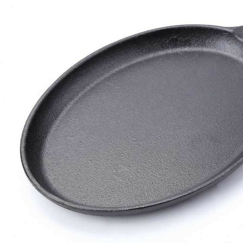 Cast Iron Sizzling Plate With Wooden Base