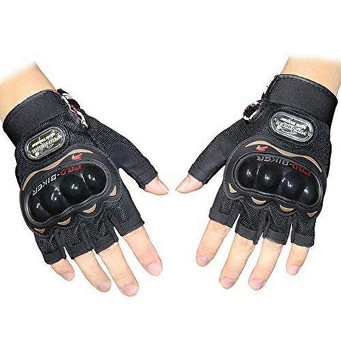Probiker Mesh Half Finger Motorcycle Racing Gloves (Black, Large)