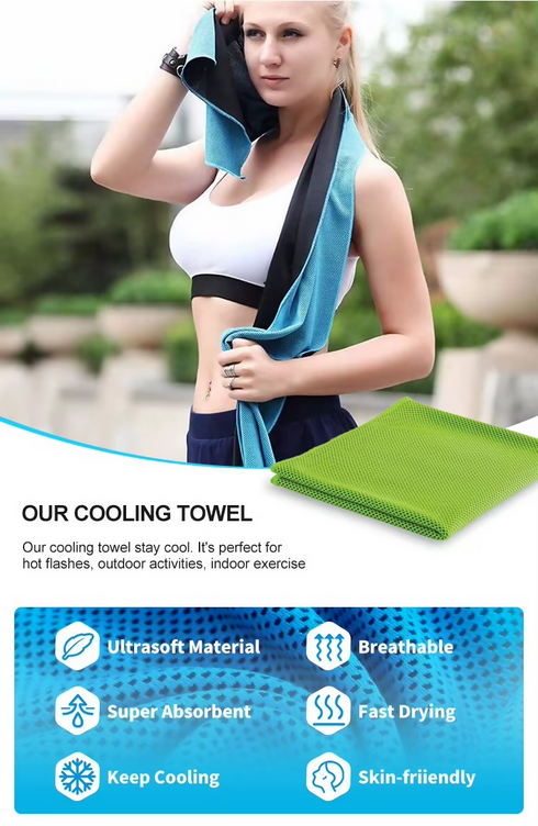 100cm Customized Cool Sport Towel Quick Dry Sport Ice Cooling Microfiber Towel Microfiber Cool Towel with Bottle