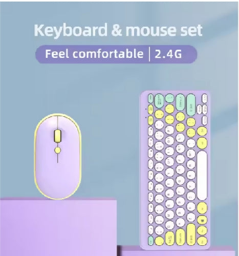 Retro 2.4GHz Wireless Keyboard and Mouse Combo Set.