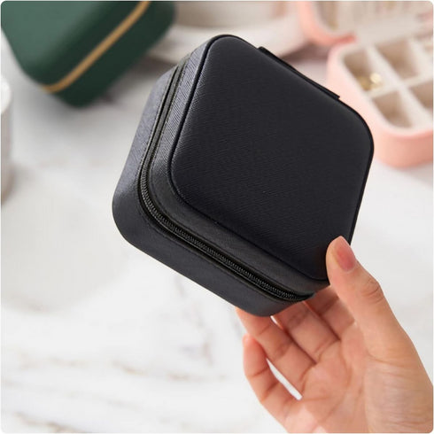 Portable Jewellery Organizer Box With Zipper - Black