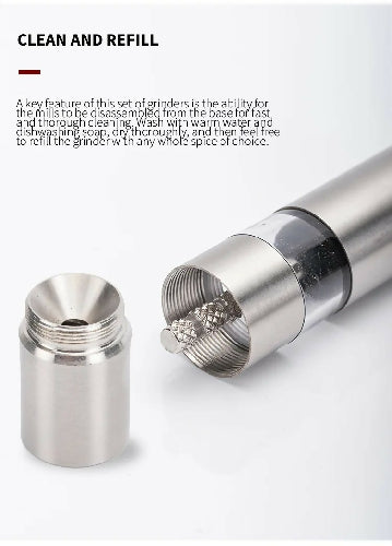 Stainless Steel Salt and Pepper Grinder Set