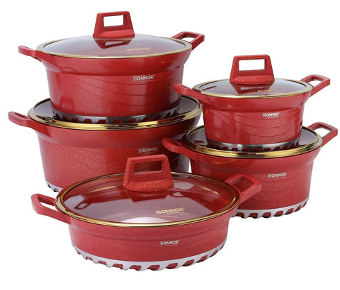 Marble Stone Die Cast Aluminum Non-Stick 10 Piece Cookware Set