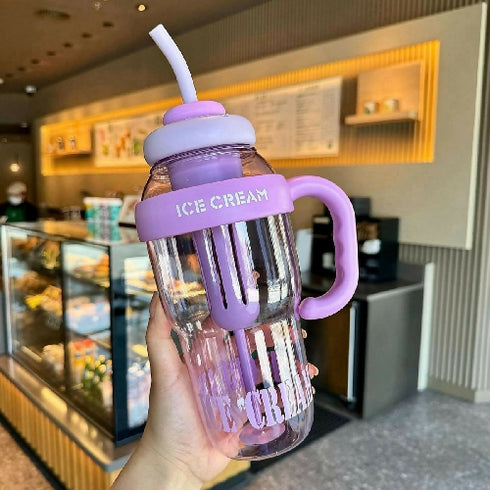 1200ml Cute Water Bottle with Straw for Milk, Juice, Tea, Coffee, and Beverages