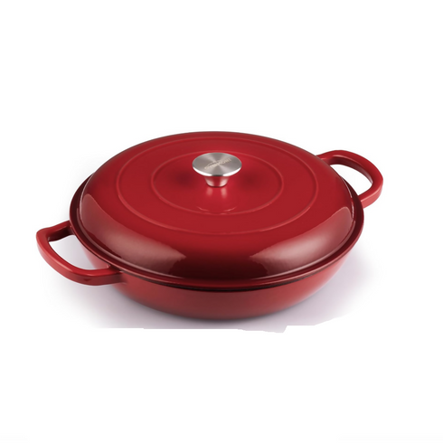 30CM Cast Iron Shallow Casserole Red