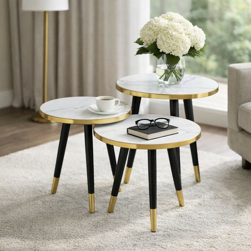 Round Nesting Coffee Table - 3-Tier, Space-Saving