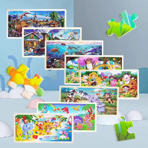98-Piece Cartoon Educational Wooden Jigsaw Puzzle DIY Toy for Boys and Girls