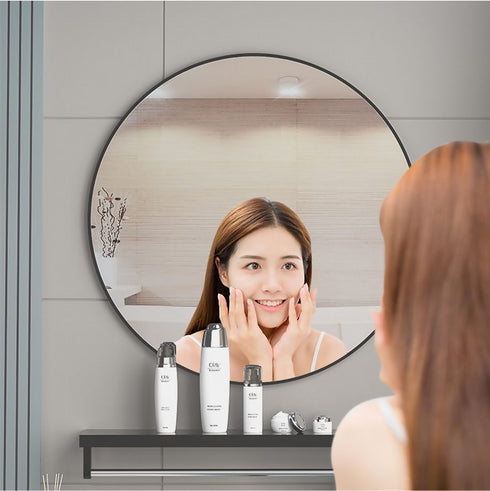 Modern Round Wall Mirror Frame - 60cm Black