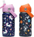 Water Bottle with Straw Lid - unicorns & space