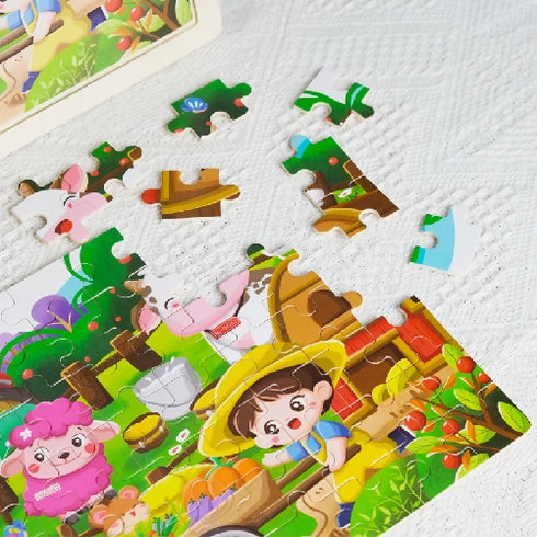 98-Piece Cartoon Educational Wooden Jigsaw Puzzle DIY Toy for Boys and Girls
