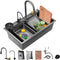 Modern Single-slot 304 Stainless Steel Waterfall Faucets Multifunction Smart Kitchen Sink
