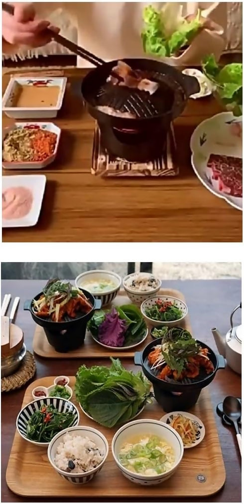 Portable Charcoal Grill with Wooden Base (16.8cm)