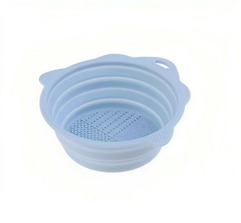 Silicone Make-Up Brushes Cleaner Folding Bowl - Blue