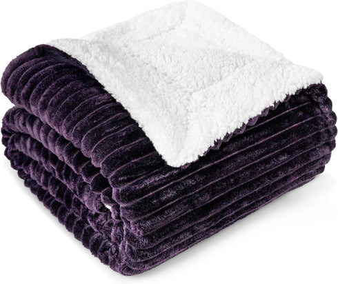 Striped Pattern Sherpa Fleece Throw