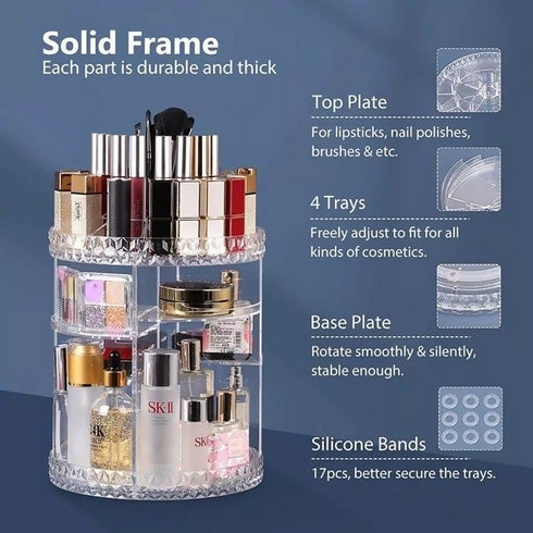 360 Degree Rotating Cosmetic Storage Box Makeup Organizer
