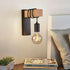 Retro Loft Rustic Rectangular Wood + Metal Wall Light