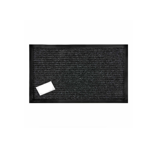 Ribbed Doormat - 100% Polyester & 100% PVC Backing - 50x80cm - Black