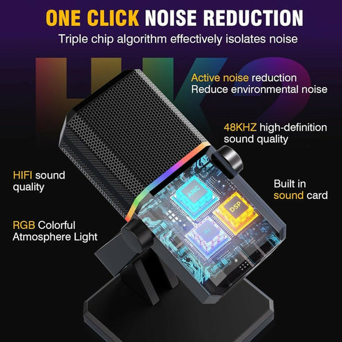 High-Sensitivity Multimedia RGB Dynamic Gaming Desktop Podcast Microphone