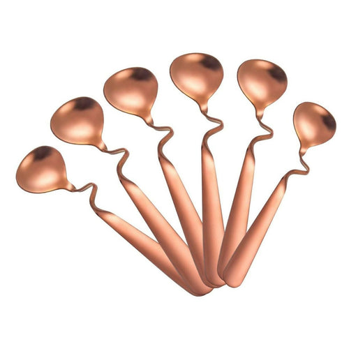 Set of 6 Creative Hanging Coffee Spoon Stirring Spoon Tea Spoon - Rose Gold