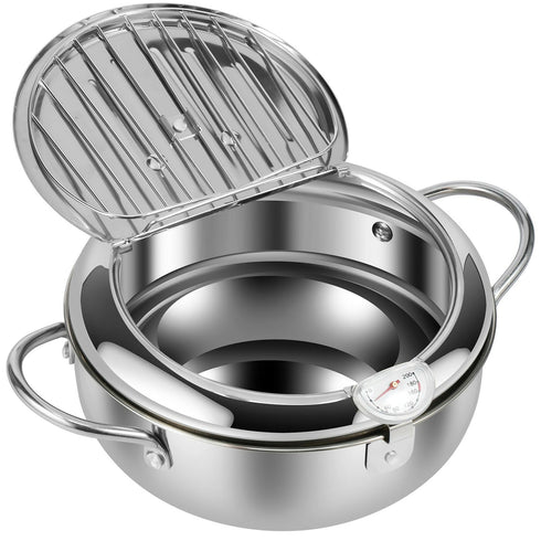 Stainless Steel Deep Fryer Pot with Thermometer