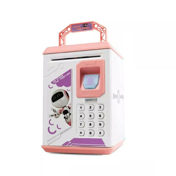 Kids ATM Fingerprint Password Money Box-pink