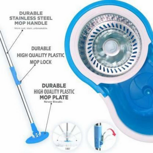 360 Degrees Spin Rotating Mop & Bucket Built-in wringer, Micro Fiber