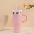 Tumbler with Handle and Straw - Pink