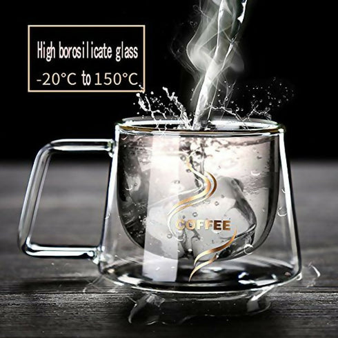 Double Wall Insulated Glass Coffee Mug