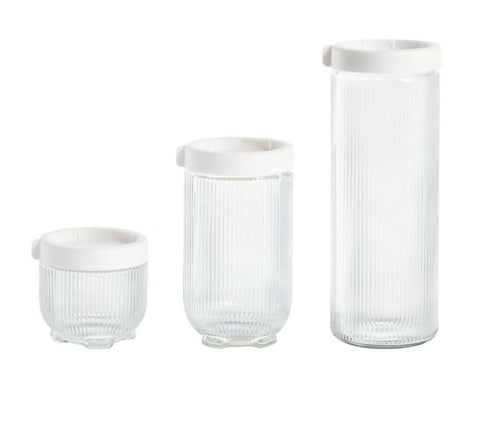 Set of 3 Glass Storage Jars Storage Containers