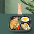 Aluminium Non-Stick Grill 3 Division Frying Pan Grey Wooden Handle