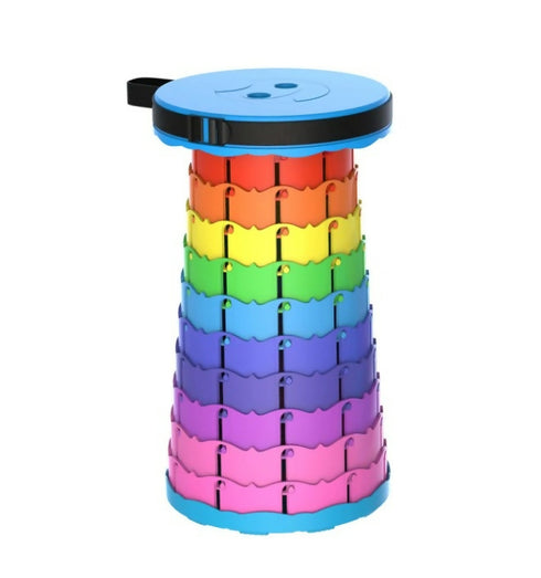 Portable Telescoping Stool Folding Camping Seat - rainbow